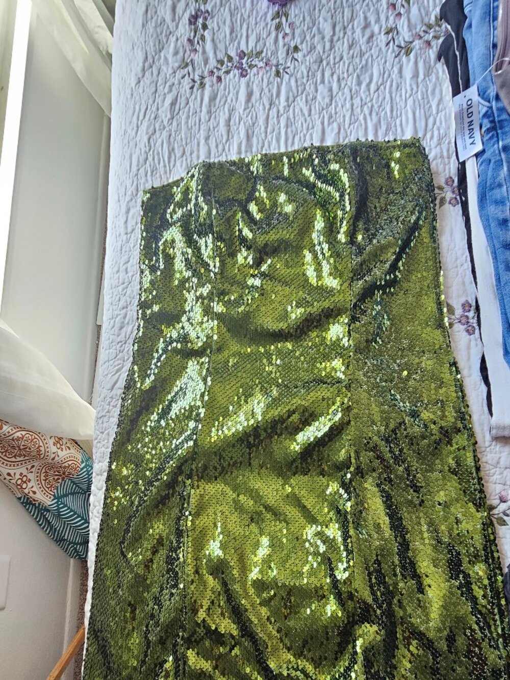 NWT/NWOT SHEIN Curve Green Sequin Strapless Fairy Hem Dress 1XL - Picture 5 of 6